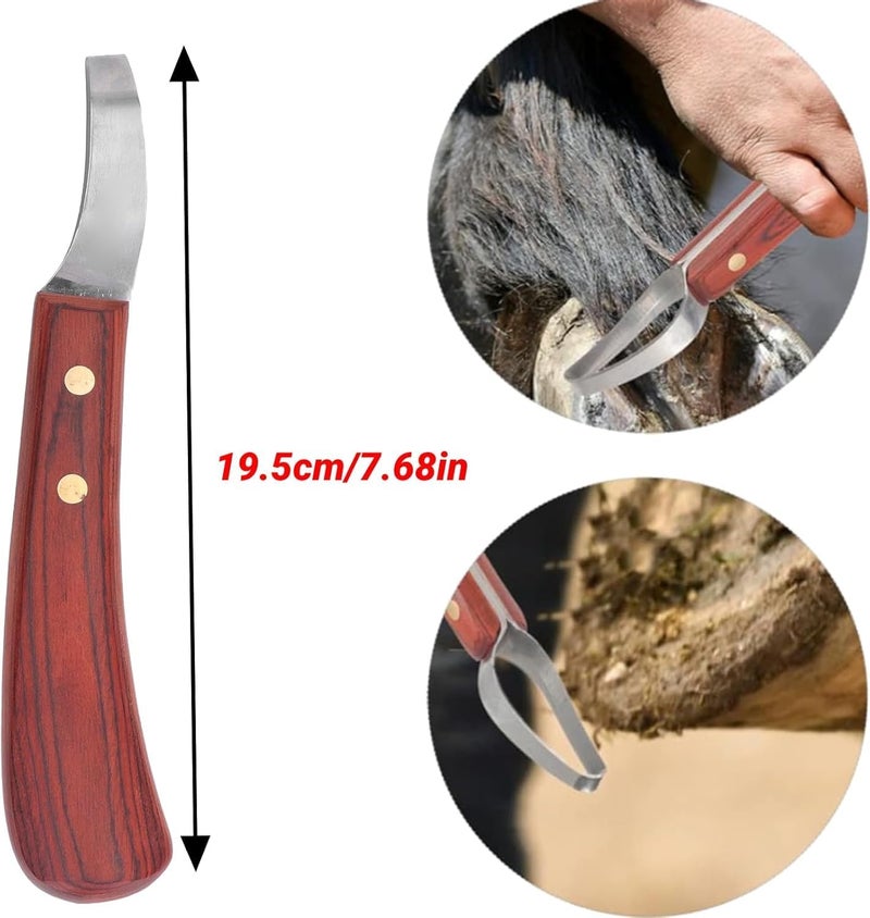 CHICIRIS Double Edged Hoof Knife, Farrier Tool with Stainless Steel Blade and Wooden Handle, Multifunctional Cow Horseshoe Knife for hoof Trimming of Horses and Cows - Image 4